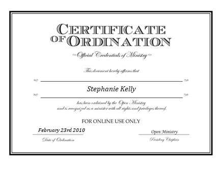 Ordained Minister Stephanie Kelly