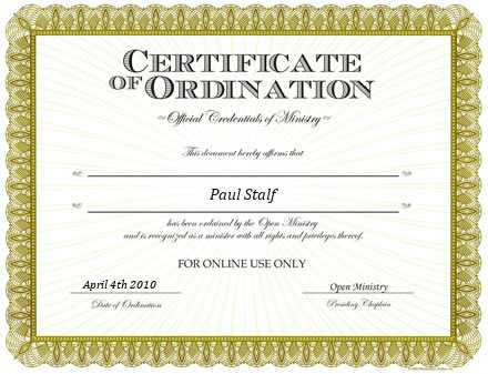 Ordained Minister Paul Stalf