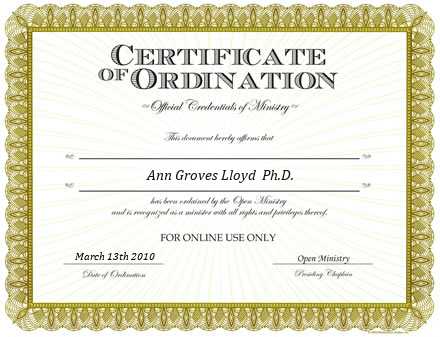 Ordained Minister Ann Groves Lloyd  Ph.D.