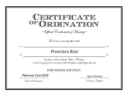 Ordained Minister Francisco Ruiz