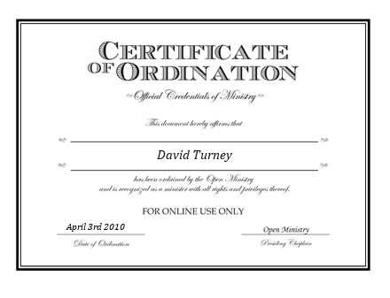 Ordained Minister David Turney