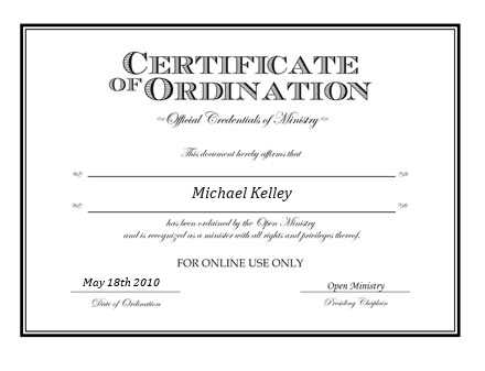 Ordained Minister Michael Kelley