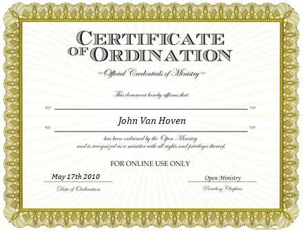 Ordained Minister John Van Hoven