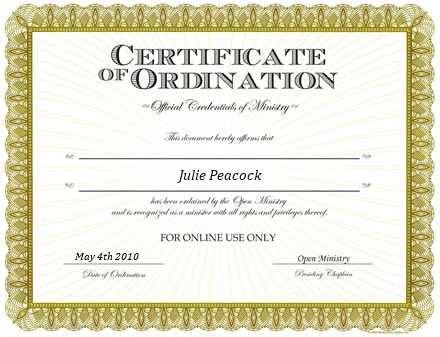 Ordained Minister Julie Peacock