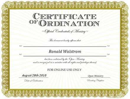 Ordained Minister Ronald Walstrom