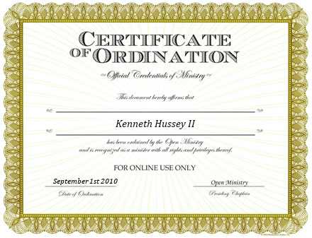 Ordained Minister Kenneth Hussey II