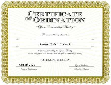 Ordained Minister Jamie Golembiewski