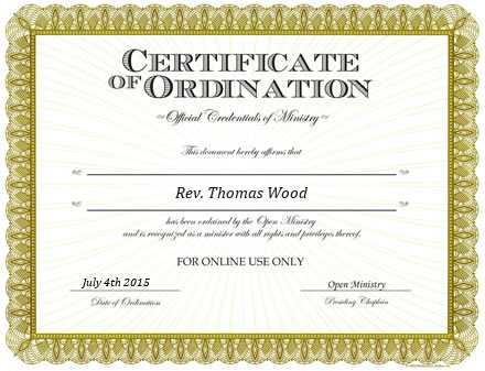 Ordained Minister Rev. Thomas Wood