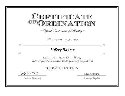 Ordained Minister Jeffery Baxter