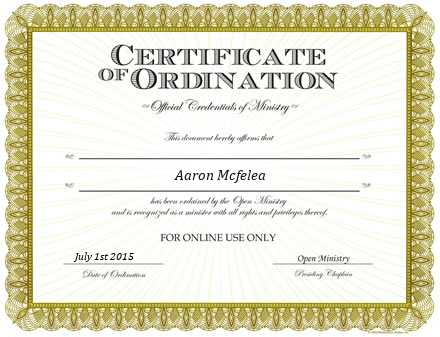 Ordained Minister Aaron Mcfelea