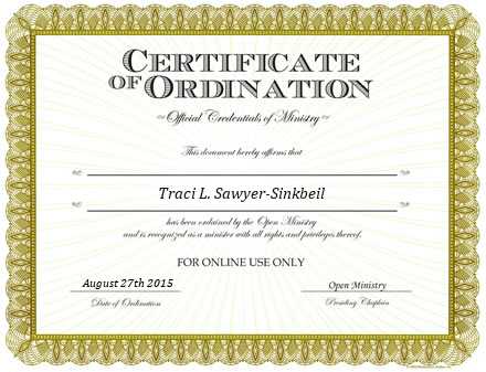 Ordained Minister Traci L. Sawyer-Sinkbeil