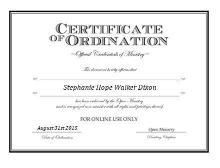 Ordained Minister Stephanie Dixon