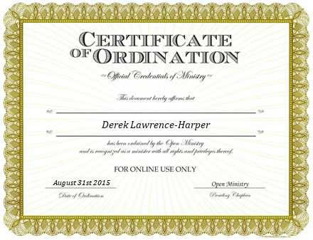 Ordained Minister Derek Lawrence-Harper