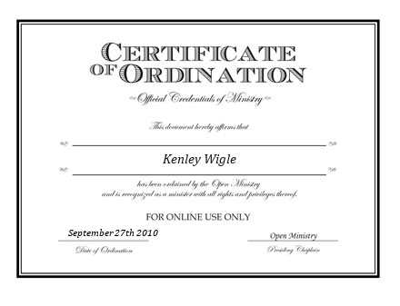 Ordained Minister Kenley Wigle