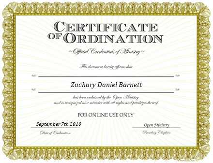 Ordained Minister Zachary Daniel Barnett