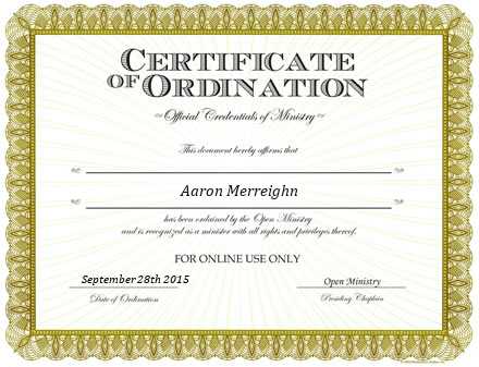 Ordained Minister Aaron Merreighn