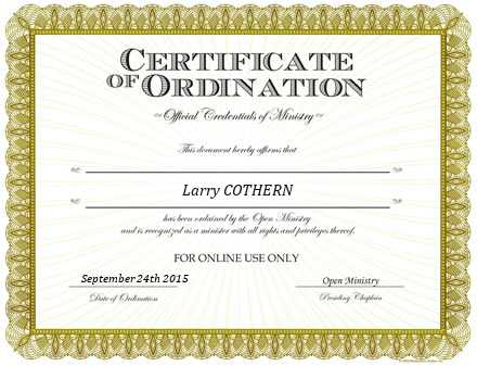 Ordained Minister Larry Cothern