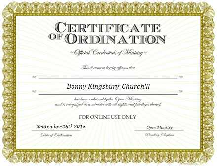 Ordained Minister Bonny Kingsbury-Churchill