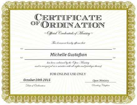 Ordained Minister Michelle Gustafson