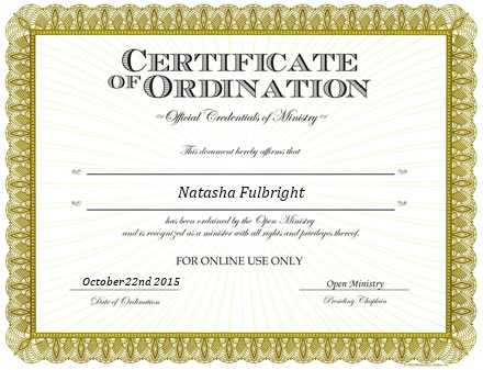 Ordained Minister Natasha Fulbright