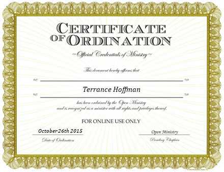 Ordained Minister Terrance Hoffman