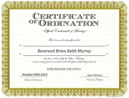 Ordained Minister Reverend Brian Keith Murray