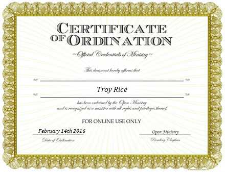 Ordained Minister Troy Rice