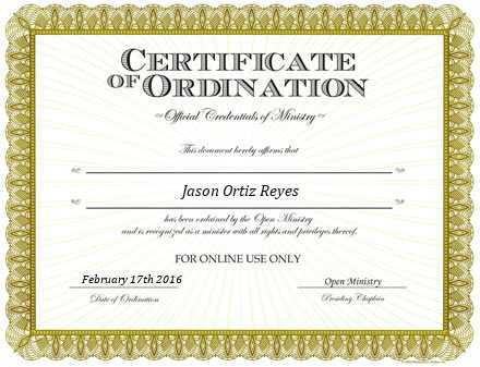 Ordained Minister Jason O. Ortiz Reyes