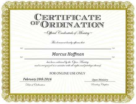 Ordained Minister Marcus Hoffman