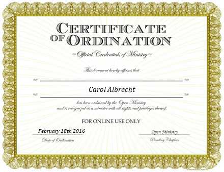 Ordained Minister Carol Albrecht