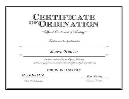 Ordained Minister Shawn Groover