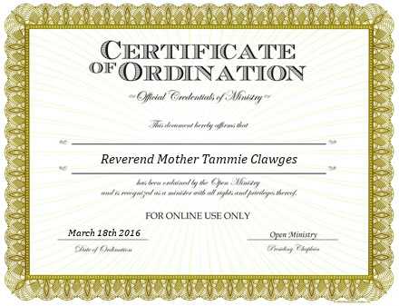 Ordained Minister Reverend Mother Tammie Clawges