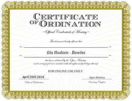 Ordained Minister Gia Hudson-Bowles