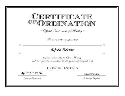 Ordained Minister Alfred Nelson