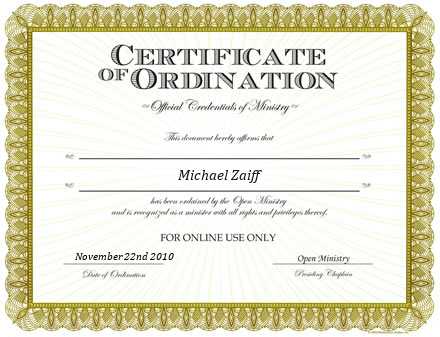 Ordained Minister Michael Zaiff