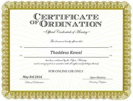 Ordained Minister Thaddeus Kowal