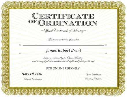 Ordained Minister James Robert Brent