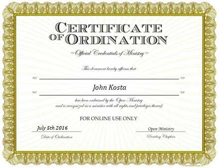 Ordained Minister John Kosta