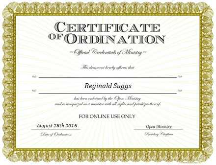 Ordained Minister Reginald Suggs