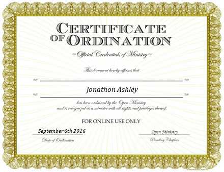 Ordained Minister Jonathon Ashley