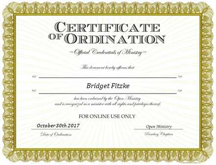 Ordained Minister Bridget Fitzke