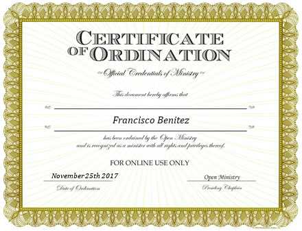 Ordained Minister Francisco Benitez