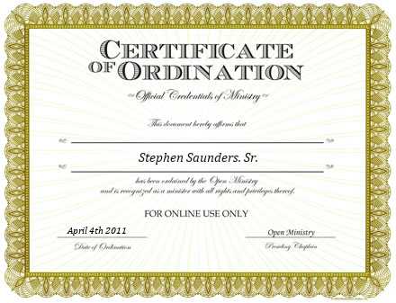 Ordained Minister Stephen Saunders. Sr.