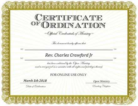 Ordained Minister Rev. Charles Crawford Jr