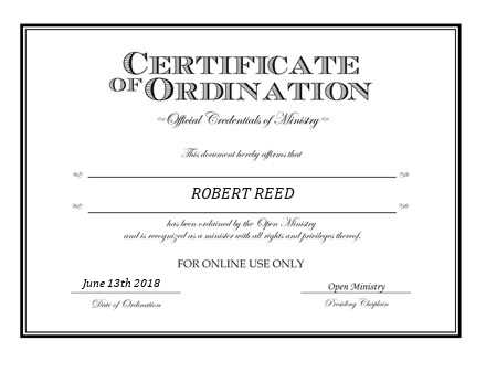 Ordained Minister ROBERT REED