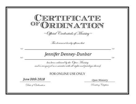 Ordained Minister Jennifer Denney-Dunbar