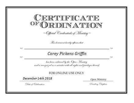 Ordained Minister Corey Pickens Griffin