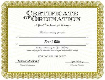 Ordained Minister Frank Ellis