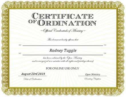 Ordained Minister Rodney Tuggle