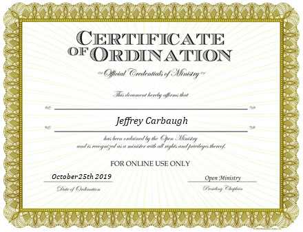 Ordained Minister Jeffrey Carbaugh